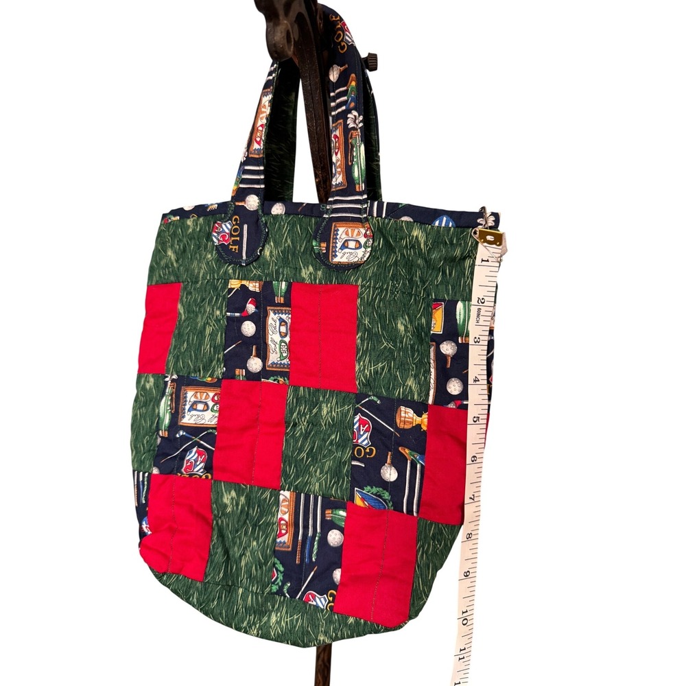 Handmade Quilted "Tee Time" Golf Tote Bag includes Provenance Letter & Patchwork - Picture 3 of 5